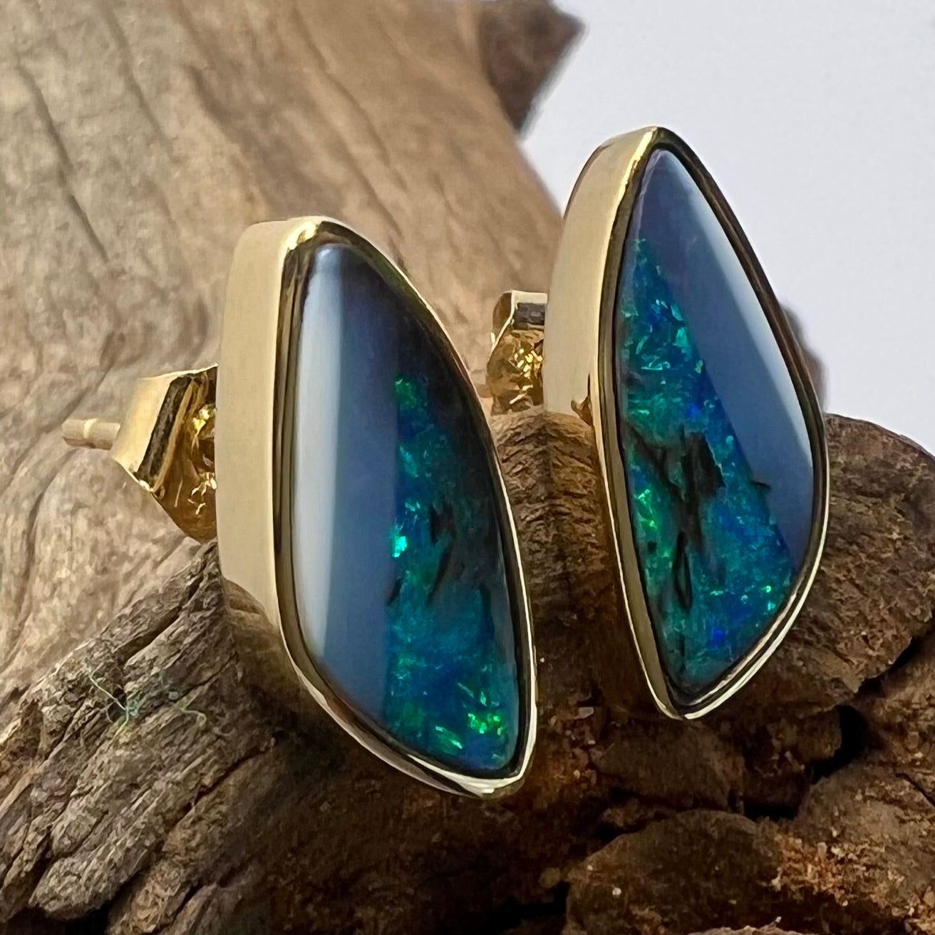 Paint It Blue 14K Gold Earrings